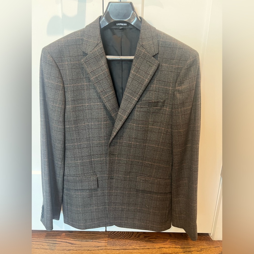 Express Men's Brown Plaid Sport Suit Coat Blazer